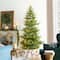 Glitzhome® 7.5ft Pre-Lit Green Upward Slim Fir Artificial Christmas Tree, Multicolor LED Lights